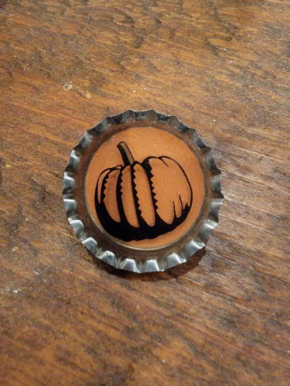 Pumpkin Vintage Soda Bottlecap Brooch